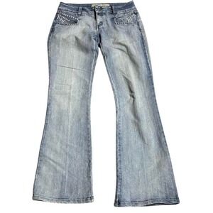 Candie's Y2K Flare Jeans Light Wash Bedazzled Size 1 30x31‎